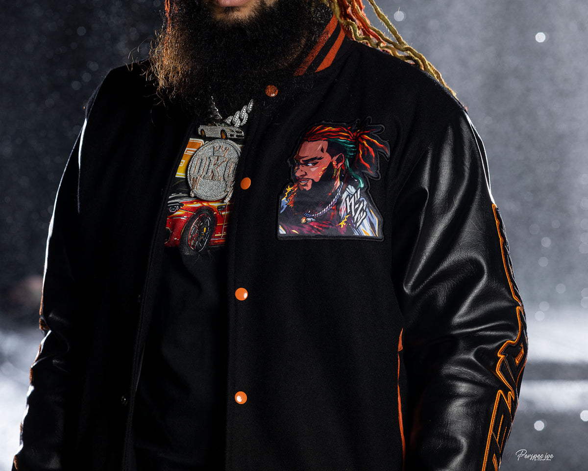 OKQ We Got Smoke Leather Varsity Jacket