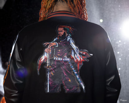 OKQ We Got Smoke Leather Varsity Jacket